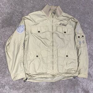 G Unit Military Style Field Jacket Men’s L Beige 50 Cent Pockets Full Zip